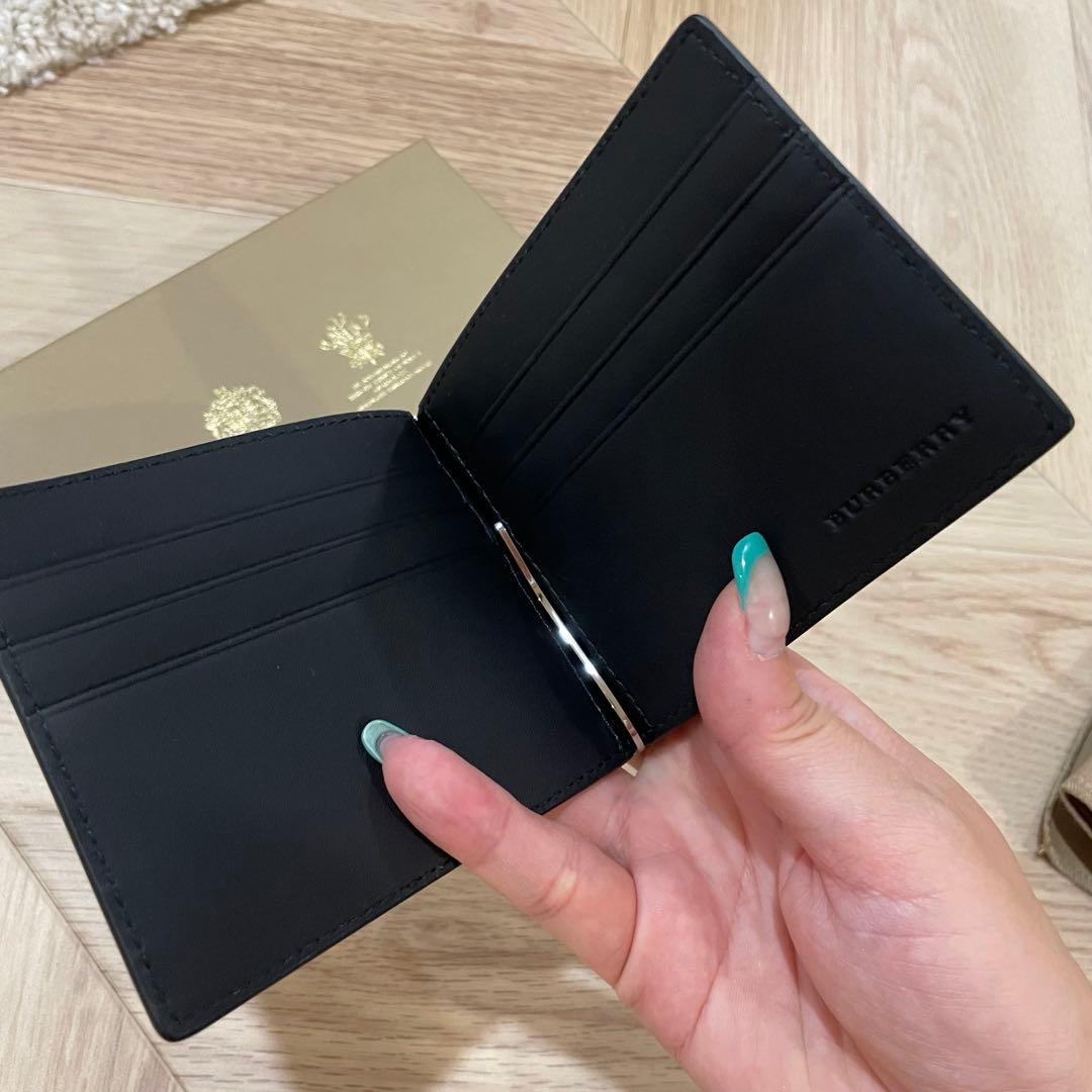 BURBERRY ブラック チェック マネークリップ