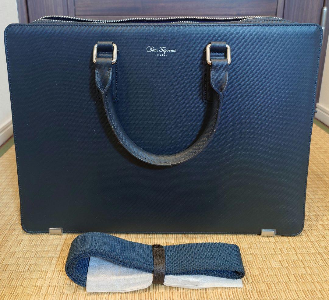 美品A4 DomTeporna イタリアンレザー メンズ ビジネスバック 薄マチ