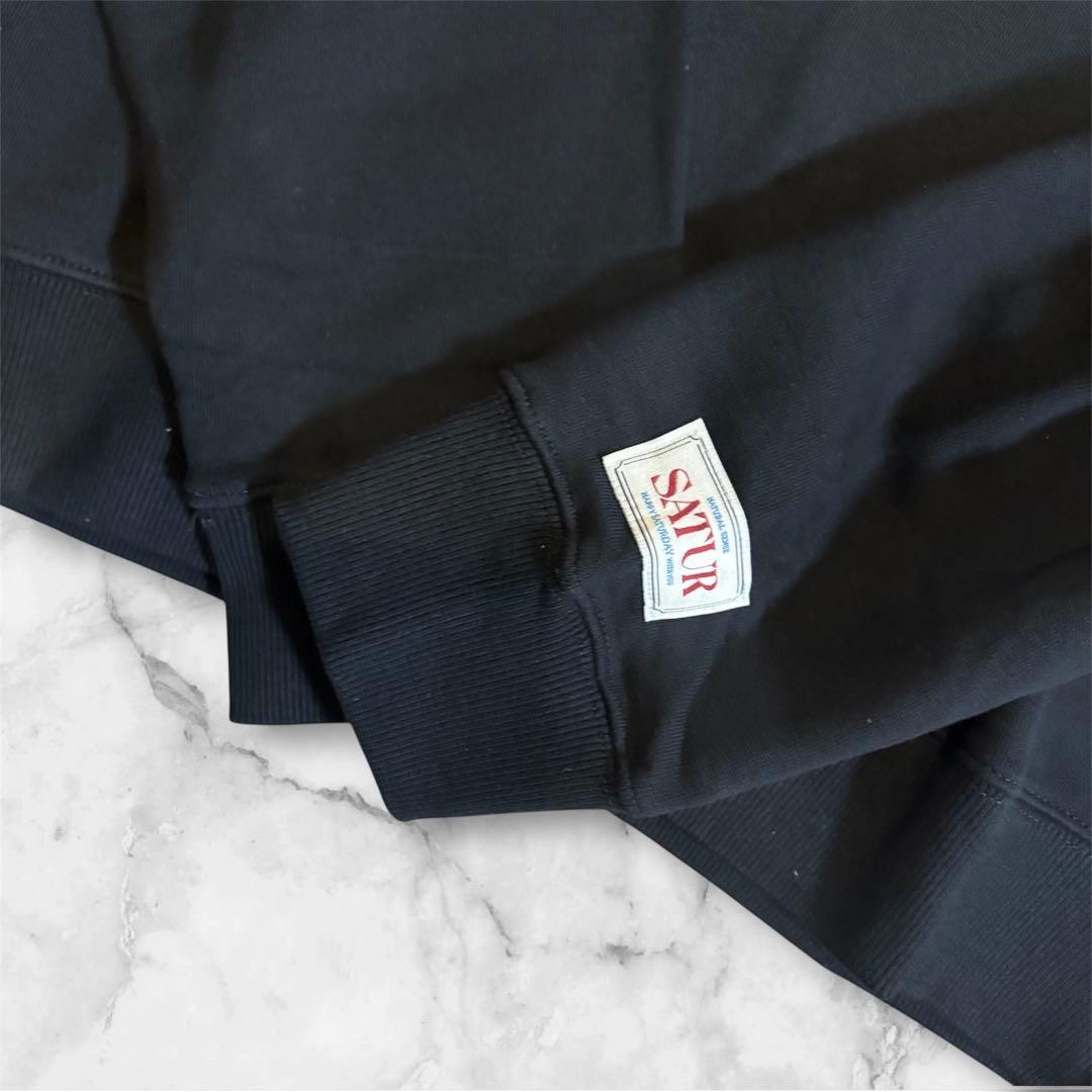 SATUR セター スウェット 刺繍 ロゴ ブラック L