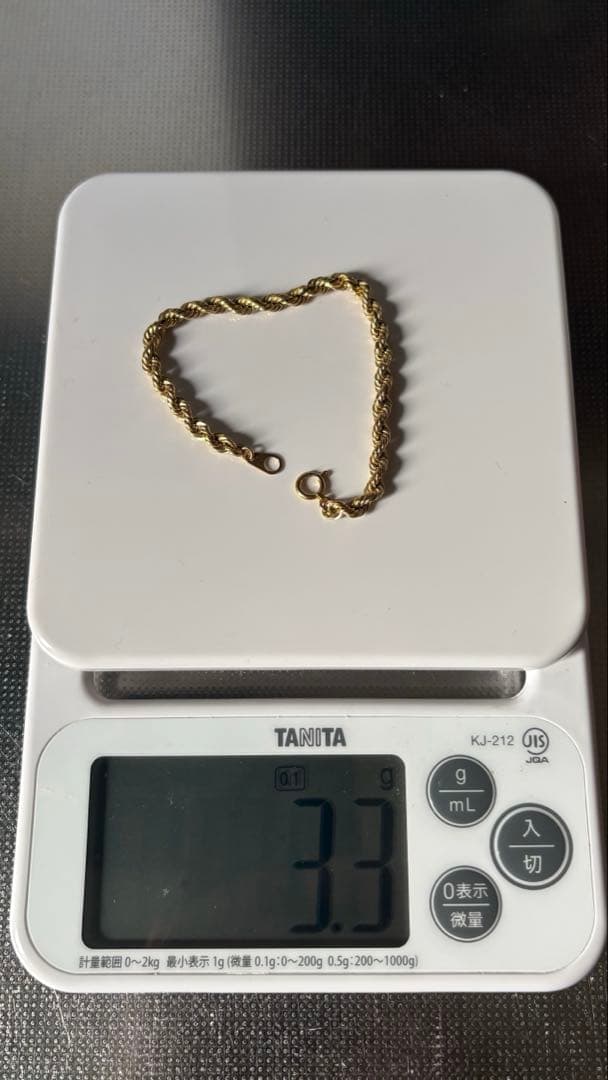 k18 パイプロープ　ブレスレット　4mm