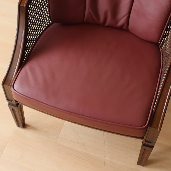 アンティーク カリモク Domani 一人掛け椅子 本革 ナラ材