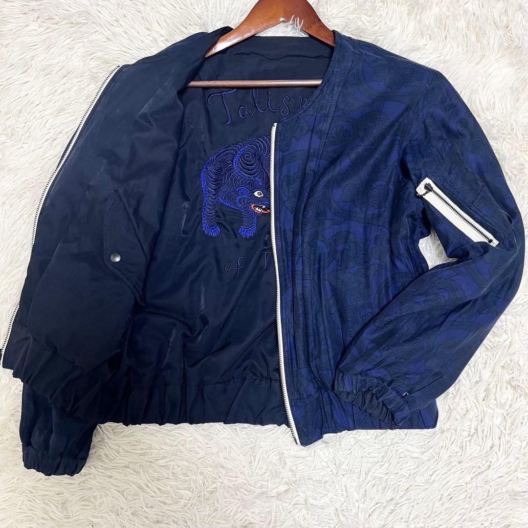 サスクワッチファブリックス MA-1 ノーカラー リバーシブル 総柄 刺繍 秋