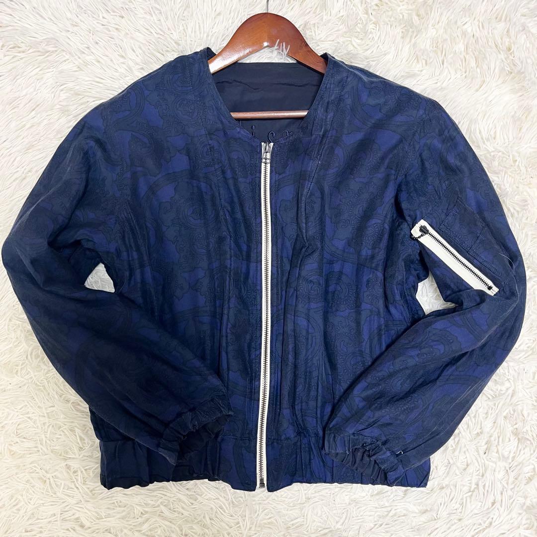 サスクワッチファブリックス MA-1 ノーカラー リバーシブル 総柄 刺繍 秋