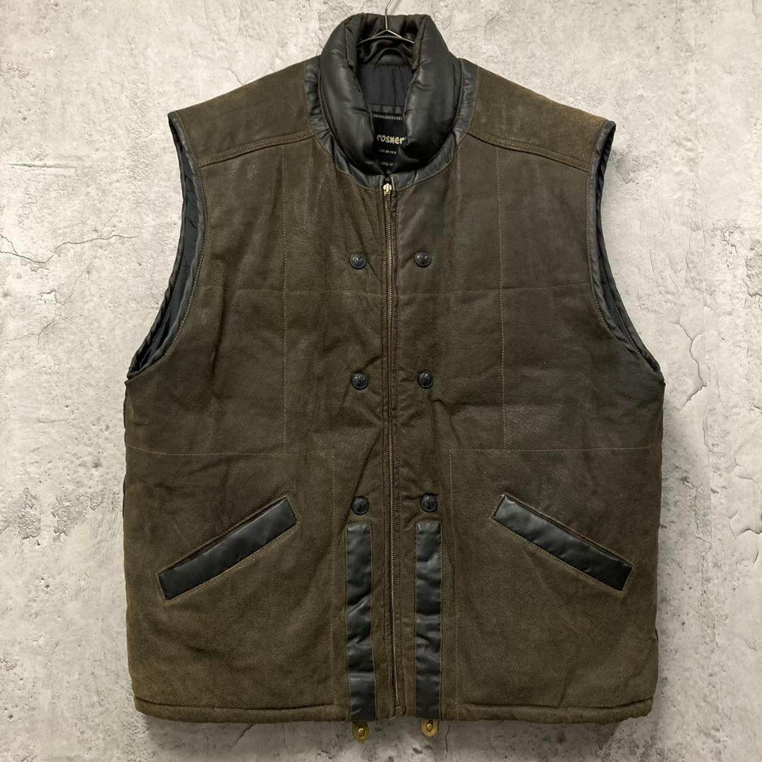 US古着vintage【本革レザー 中綿ベスト】オーバーサイズ メンズ2~3XL