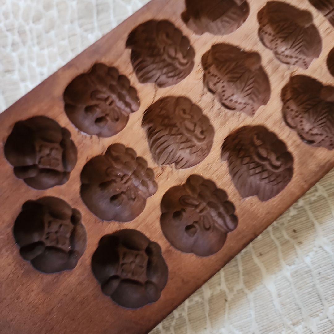 砂*薇様 菓子木型-204　古い 木型 菓子型 和菓子 木製 古道具 古物