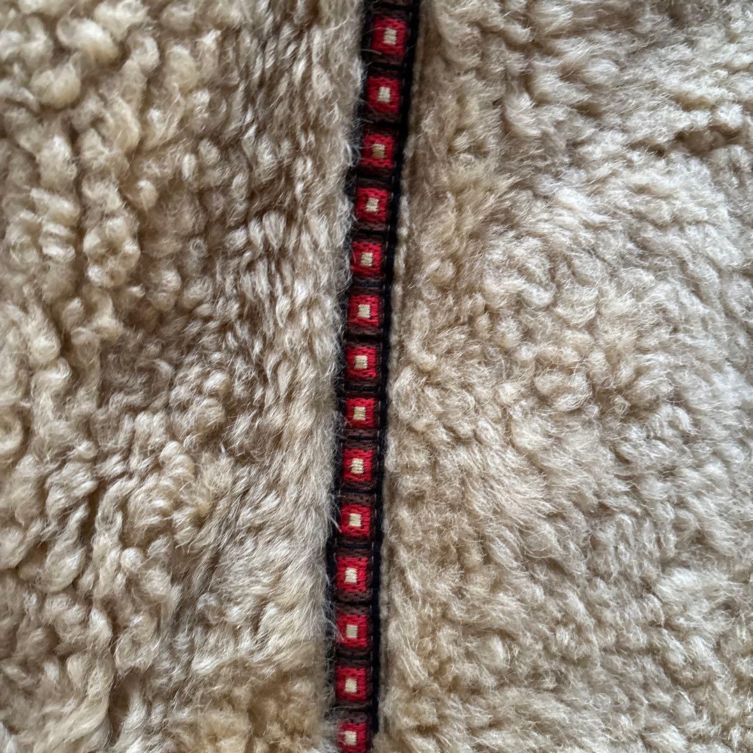 【90s】vintage ブラックムートン ギャングコート 本革 ボア チェーン