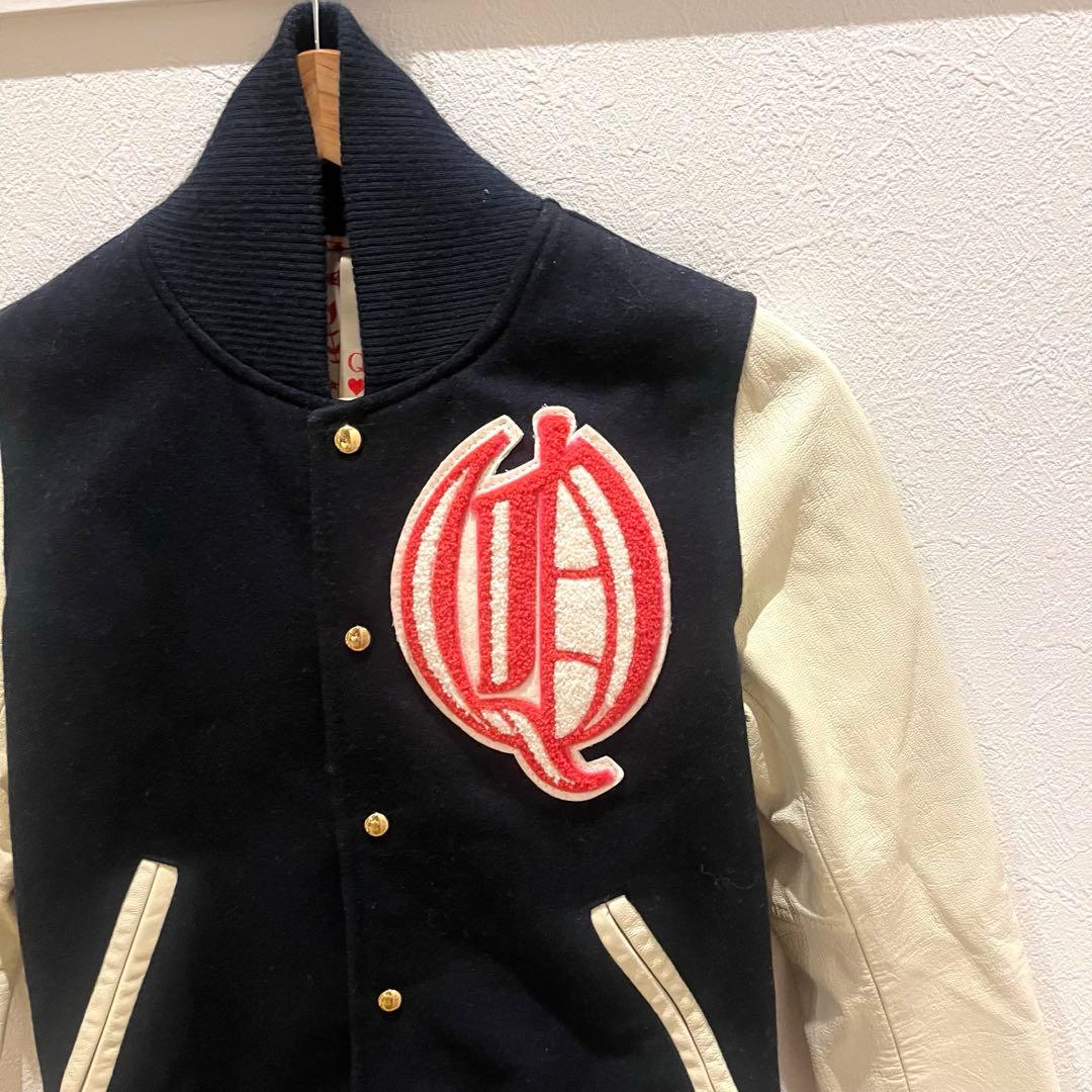 Q♡ キュー ラムレザー スタジャン ネイビー