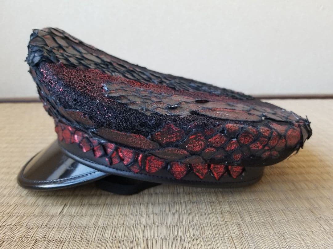 [廃版限定品] h.naoto 赤ドラゴンレザー軍帽
