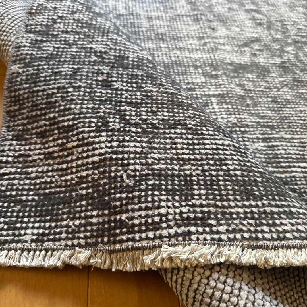 111×182 グレイワンカラーラグ　擦れシャビーシック　トルコヴィンテージラグ