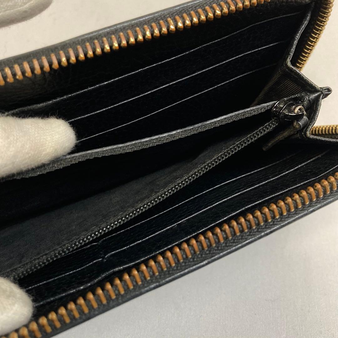 【美品】GUCCI グッチ　長財布　L字ファスナー　ブラック グッチシマ　レザー