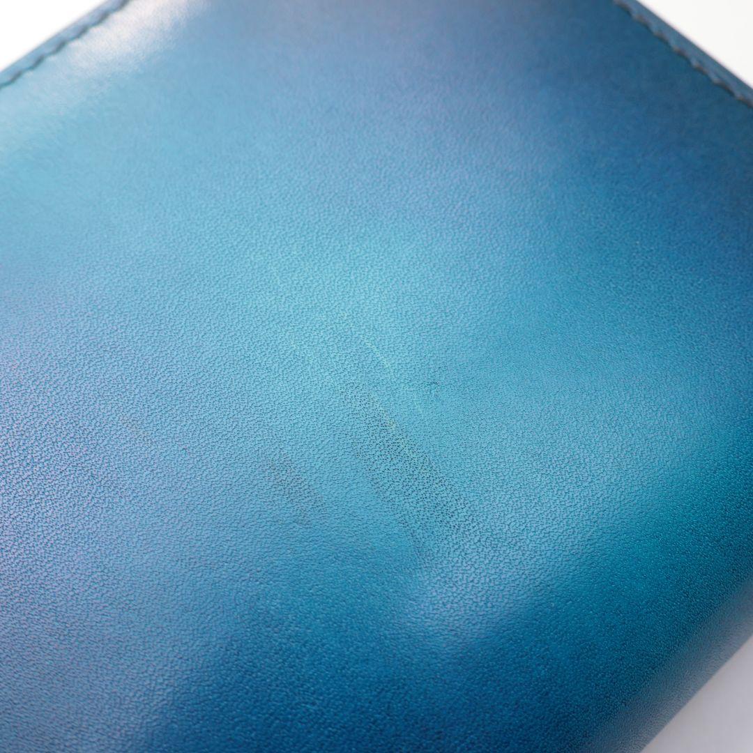 難有り訳あり yuhaku グラデーションブルー 長財布 ユハク 未使用