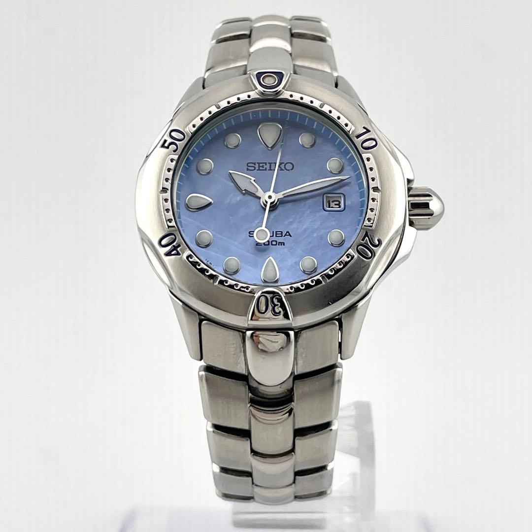 【稼働/新品電池】セイコー　スキューバ ダイバーズウォッチ　シェル文字盤　腕時計