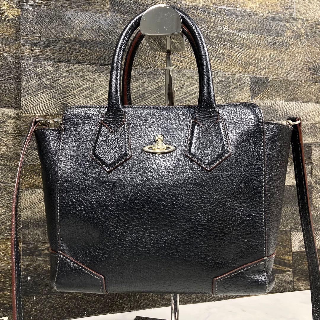 ヴィヴィアンウェストウッド ハンドバッグ 2way オーブロゴ レザー ブラック