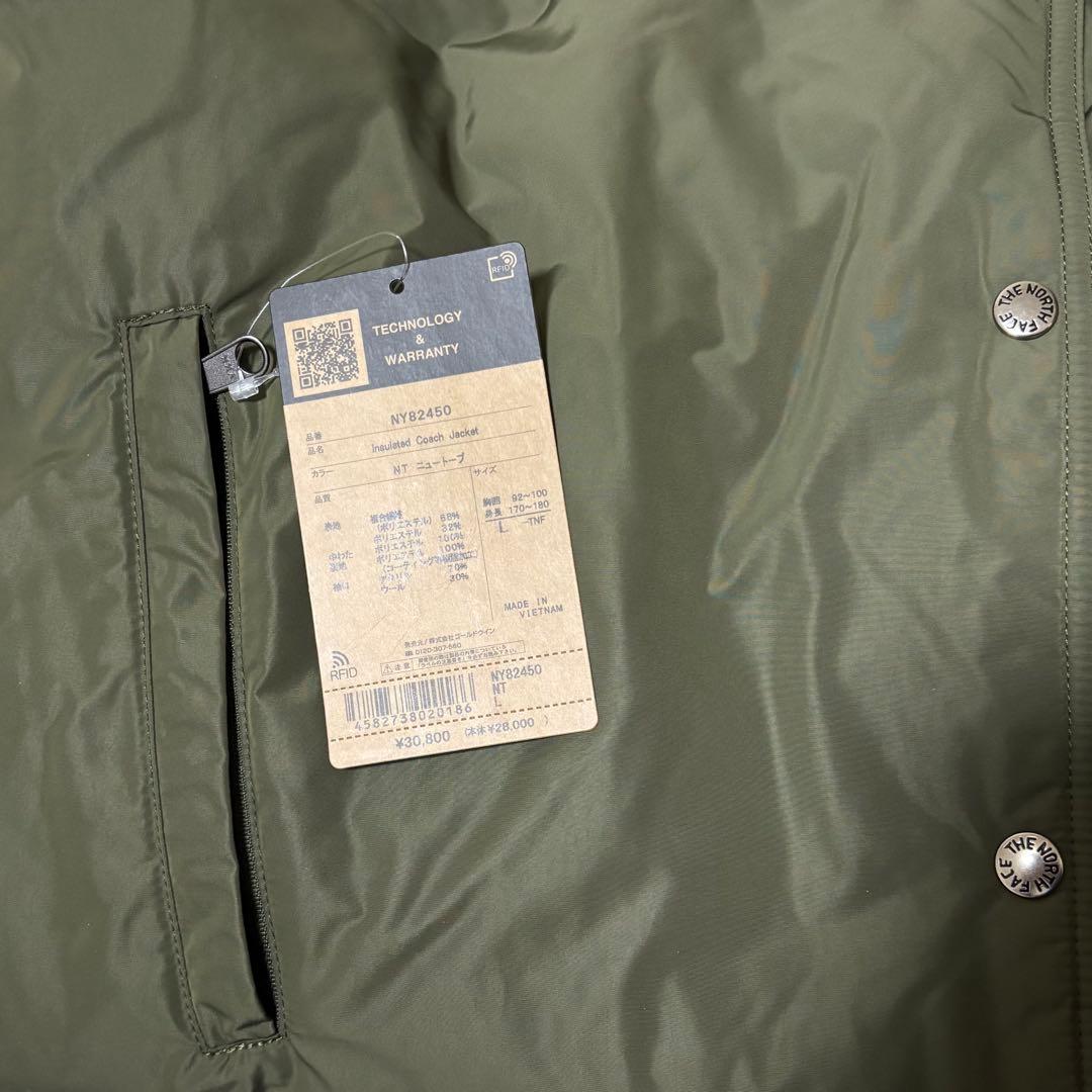 インサレーテッドコーチジャケット　ノースフェイス　L 新品　カーキグリーン新品
