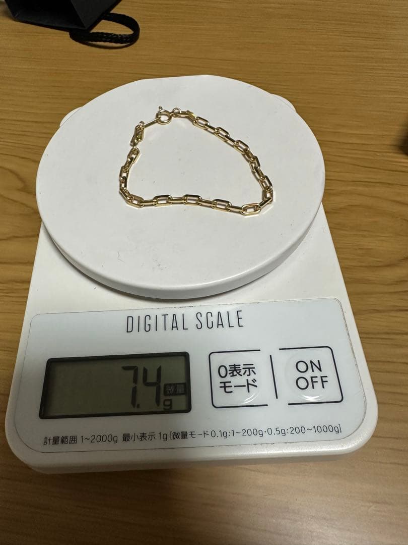 粗目小豆ブレスレット K18 幅3.8mm 1.2φ 18cm 小豆 チェーン