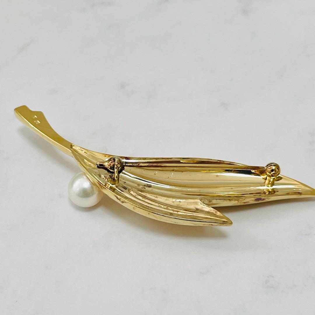 MIKIMOTO ミキモト 本真珠 パールブローチ ゴールドカラー