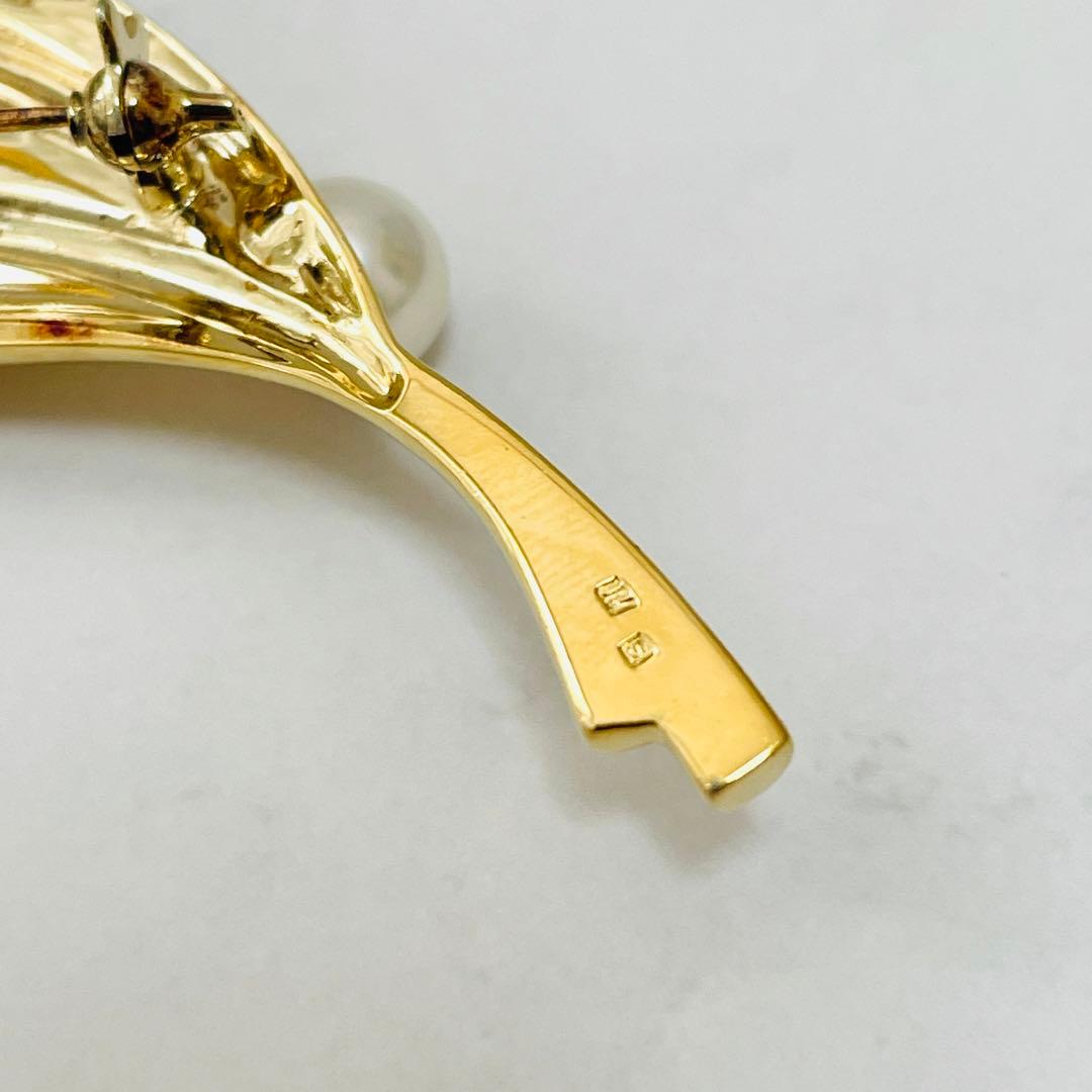 MIKIMOTO ミキモト 本真珠 パールブローチ ゴールドカラー