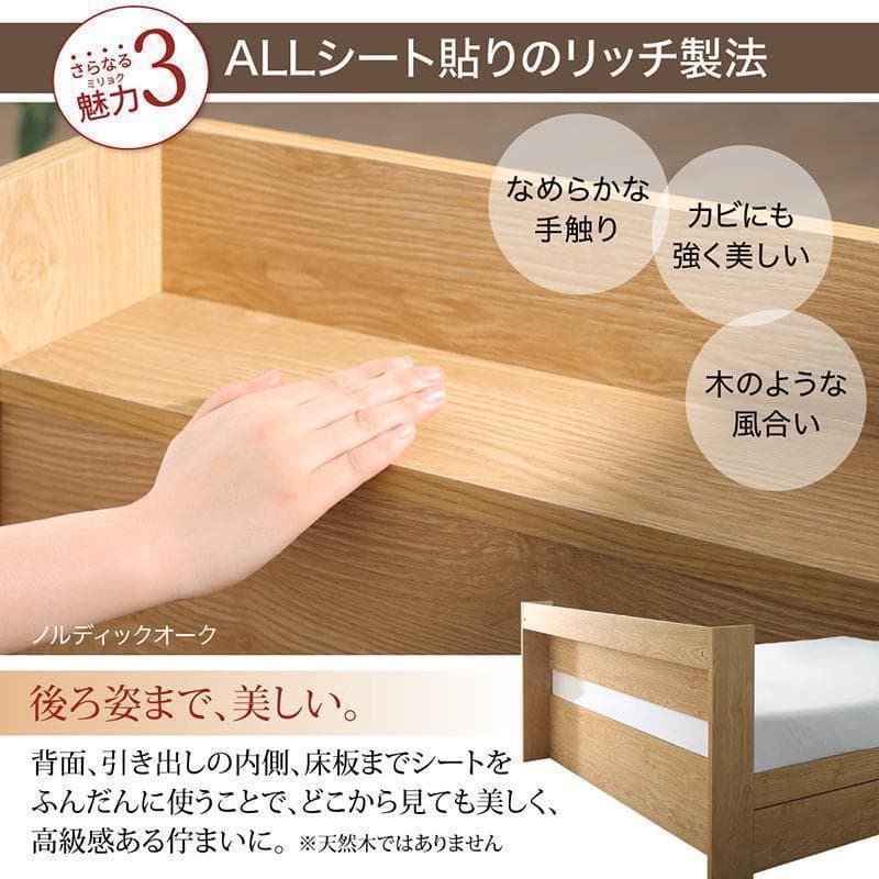 【香月 鋼司】匠モデルマットレスセミダブルベッド 収納 棚 コンセント