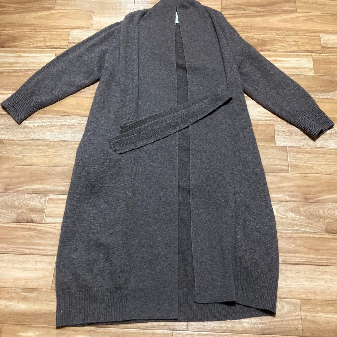 ダークブラウン ニット ロングカーディガンセットアップ