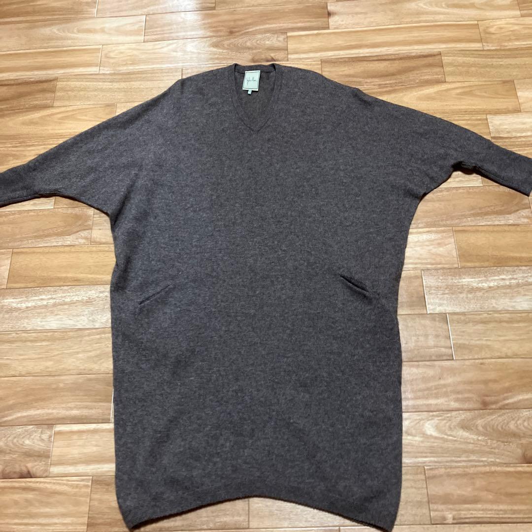 ダークブラウン ニット ロングカーディガンセットアップ