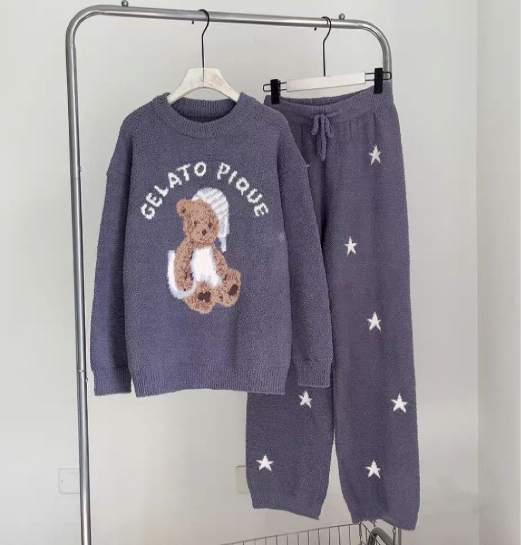 ジェラートピケ ジェラピケ ベア モコモコルームウェア 上下セット. 001