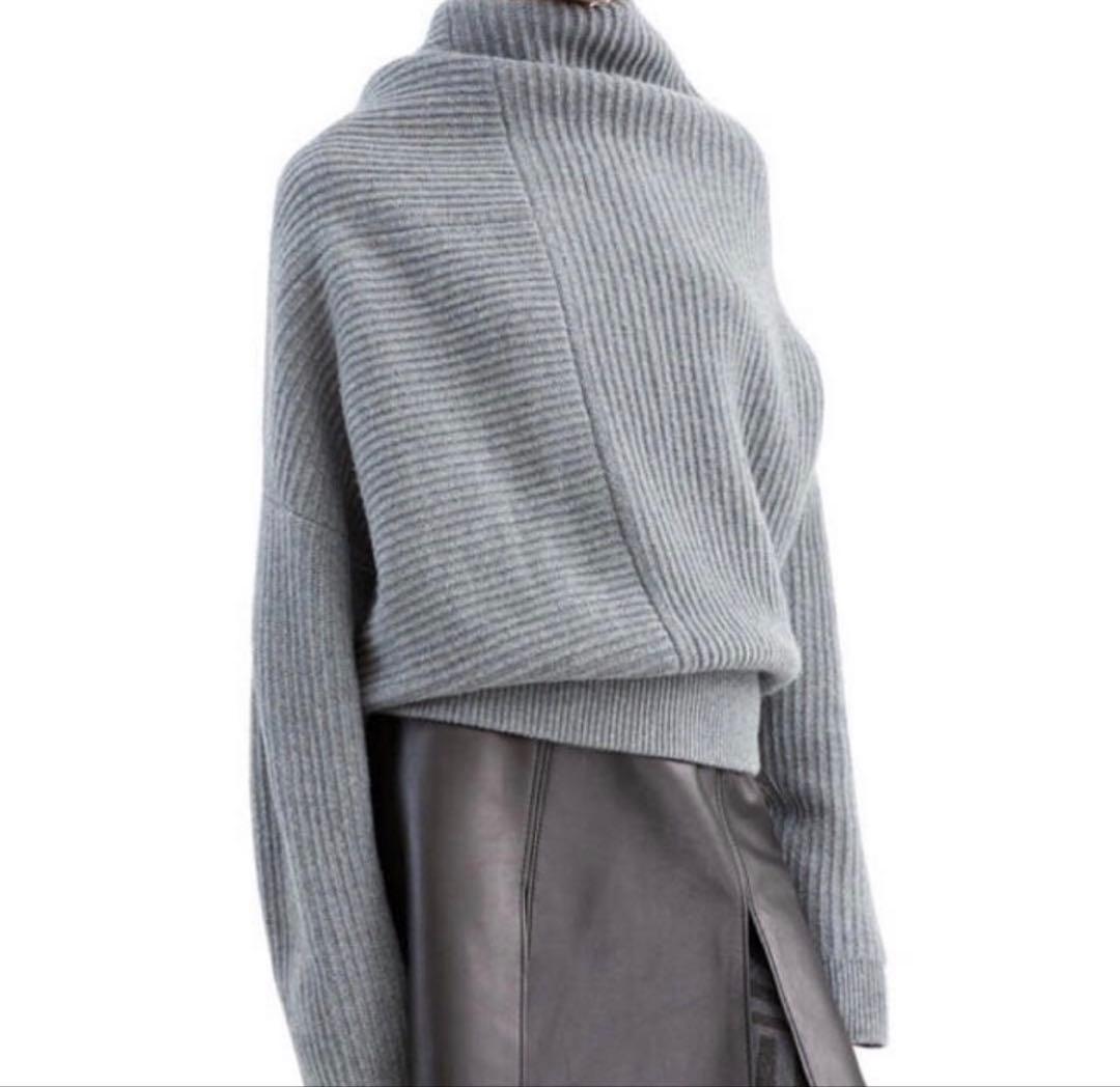 【希少サイズ✨️】Acne Studios 変形リブハイネックニット グレー M