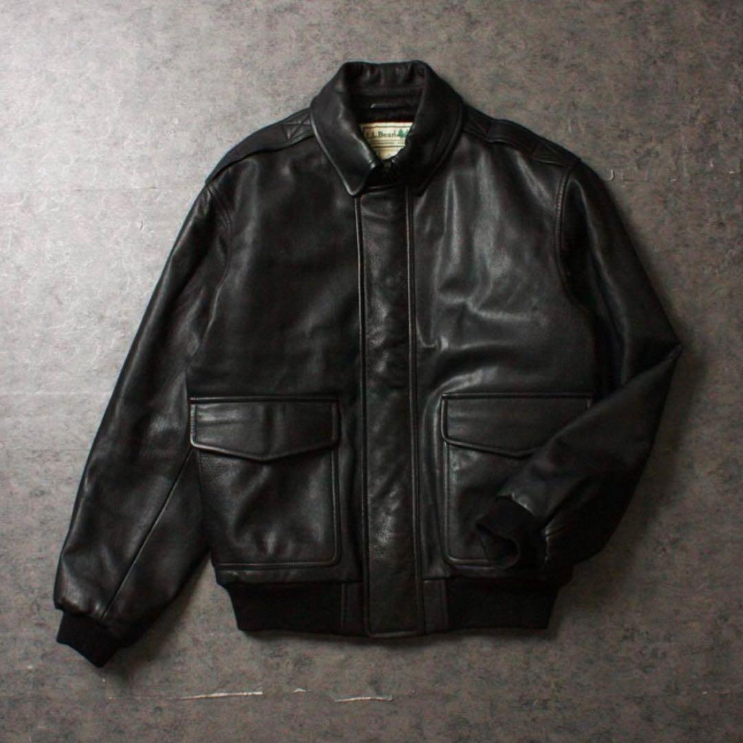 【美品】 L.L.Bean エルエルビーン レザージャケット ブラック　USA