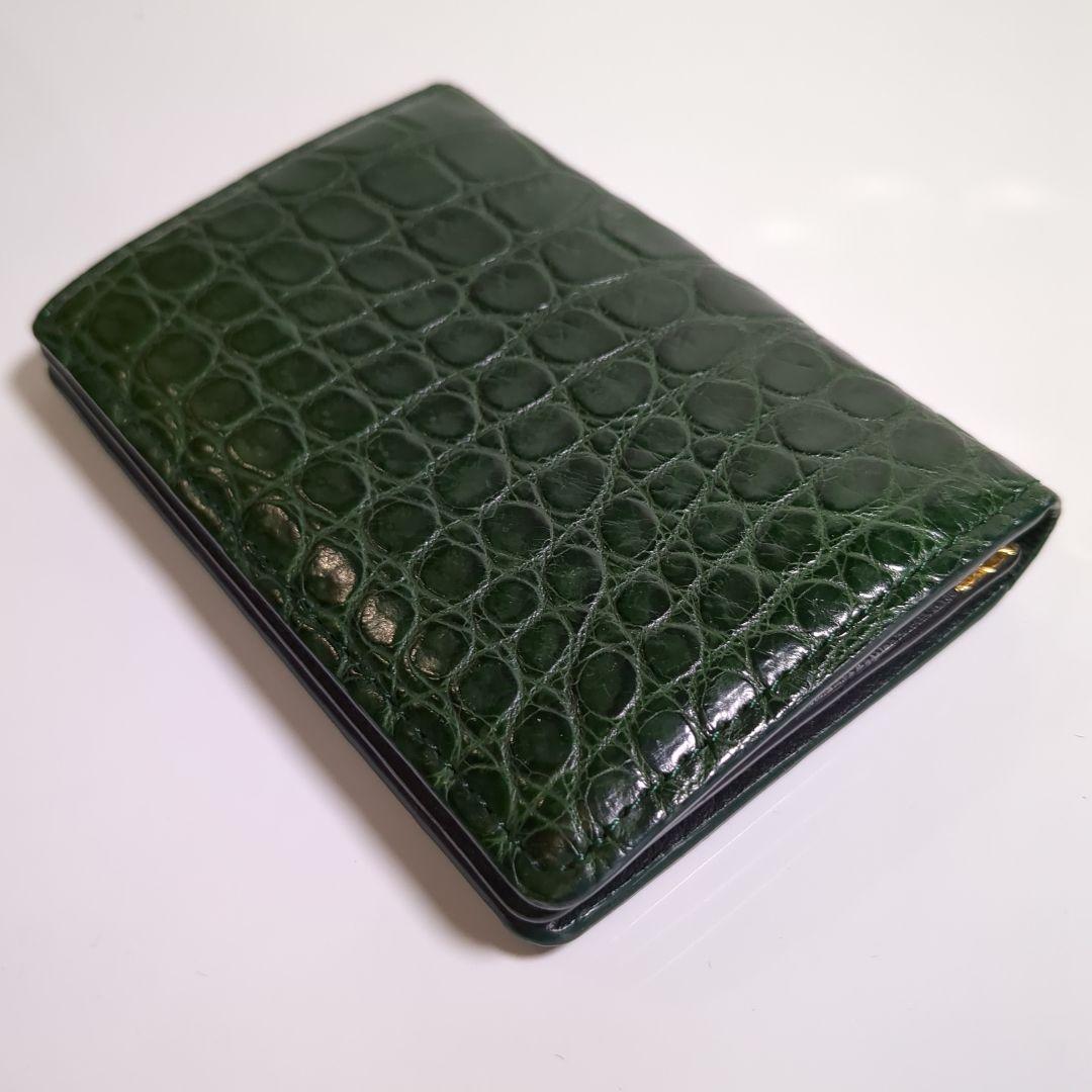 【美品】池田工芸創業80周年記念 ティラノ クロコダイル名刺入 王者の緑