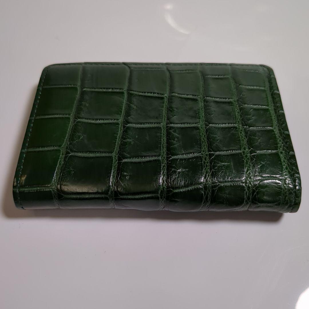 【美品】池田工芸創業80周年記念 ティラノ クロコダイル名刺入 王者の緑