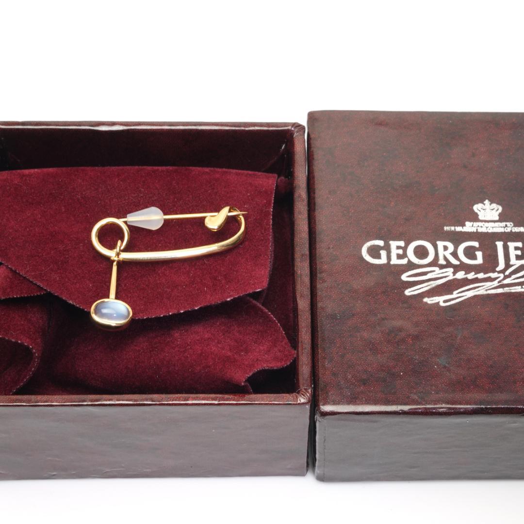 美品 ジョージジェンセン TORUN K18 ムーンストーン ブローチ 750