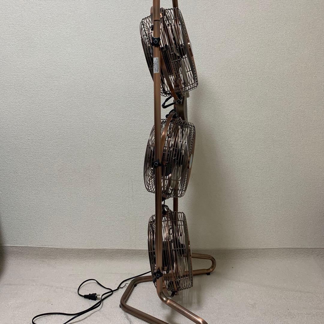 ドウシシャ ブラウン スタンド タワー型扇風機 3ファン リモコン付き