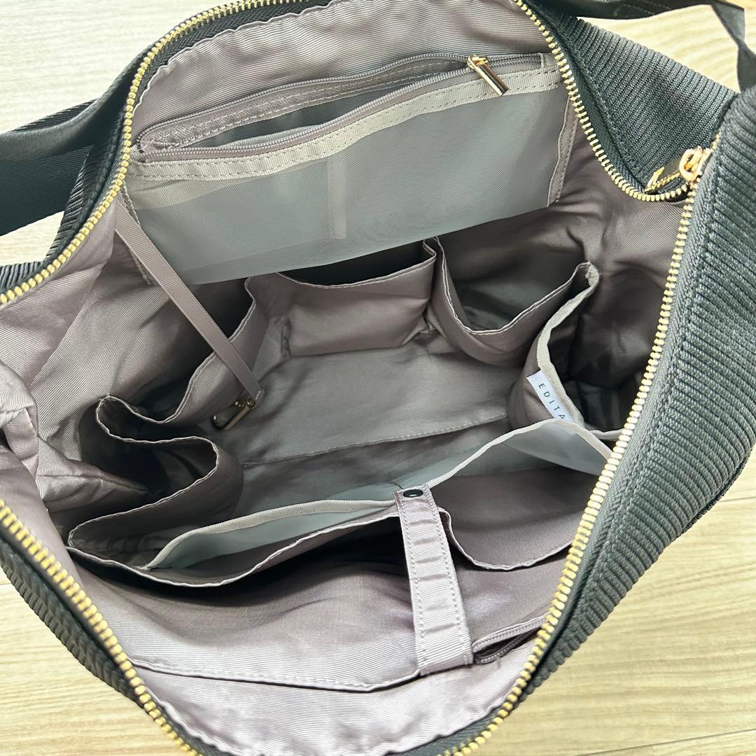 【美品】14ポケット多機能バッグ／通勤マザーズ旅行／洗濯可／EDITA×池田真子