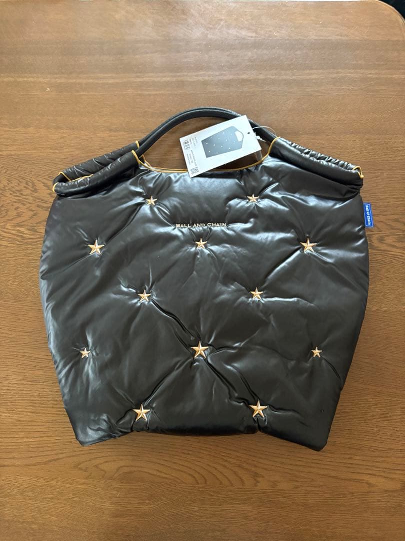 【ボールアンドチェーン】ホリデー新作 エコバッグ ステラ　M　黒×ゴールド