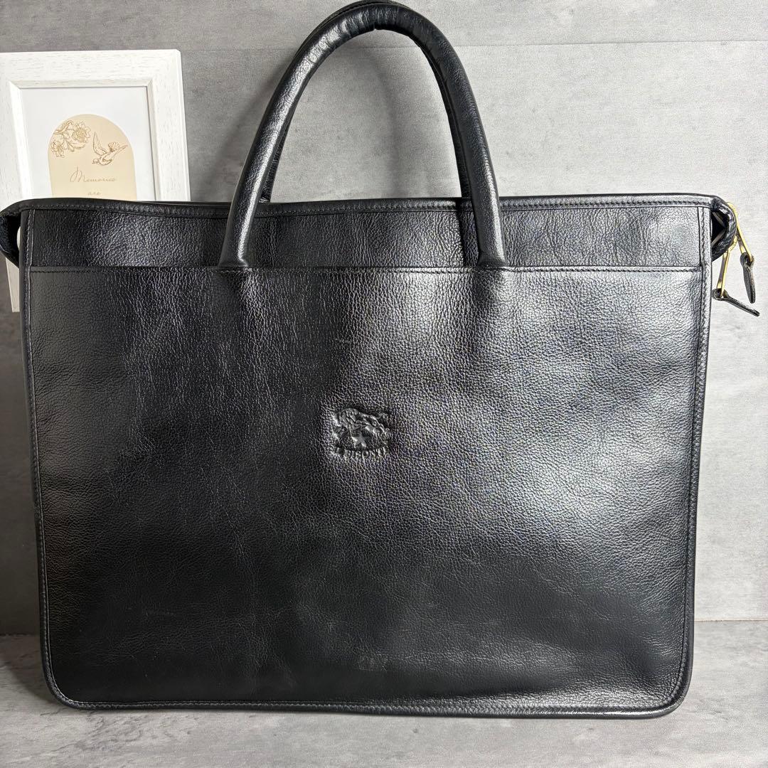 ILBISONTE イルビゾンテ 本革 ブリーフケース ビジネスバッグ A4 黒