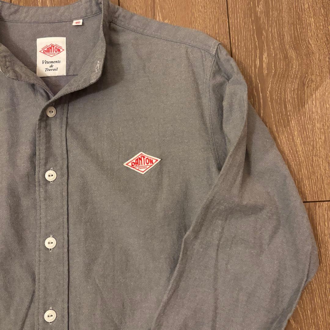 美品　DANTON ダントン　バンドカラーシャツ　長袖シャツ　日本製　定番