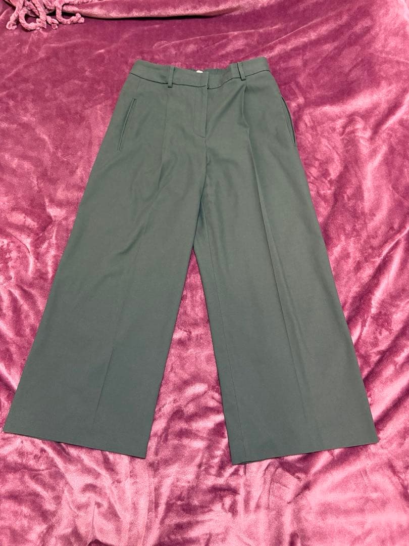 PLST プラステ リネンブレンドダブルジャケット＆ワイドパンツ ネイビーL