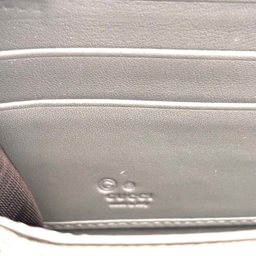 グッチ 長財布 マイクロシマ ラウンドファスナー グレー ロゴ