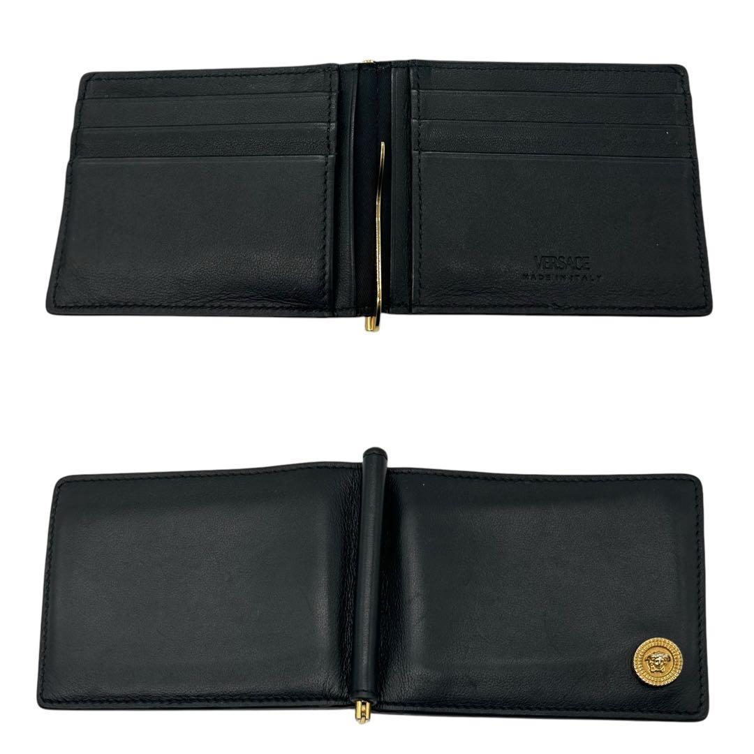 美品 1484 VERSACE マネークリップ 二つ折り メデューサ ブラック