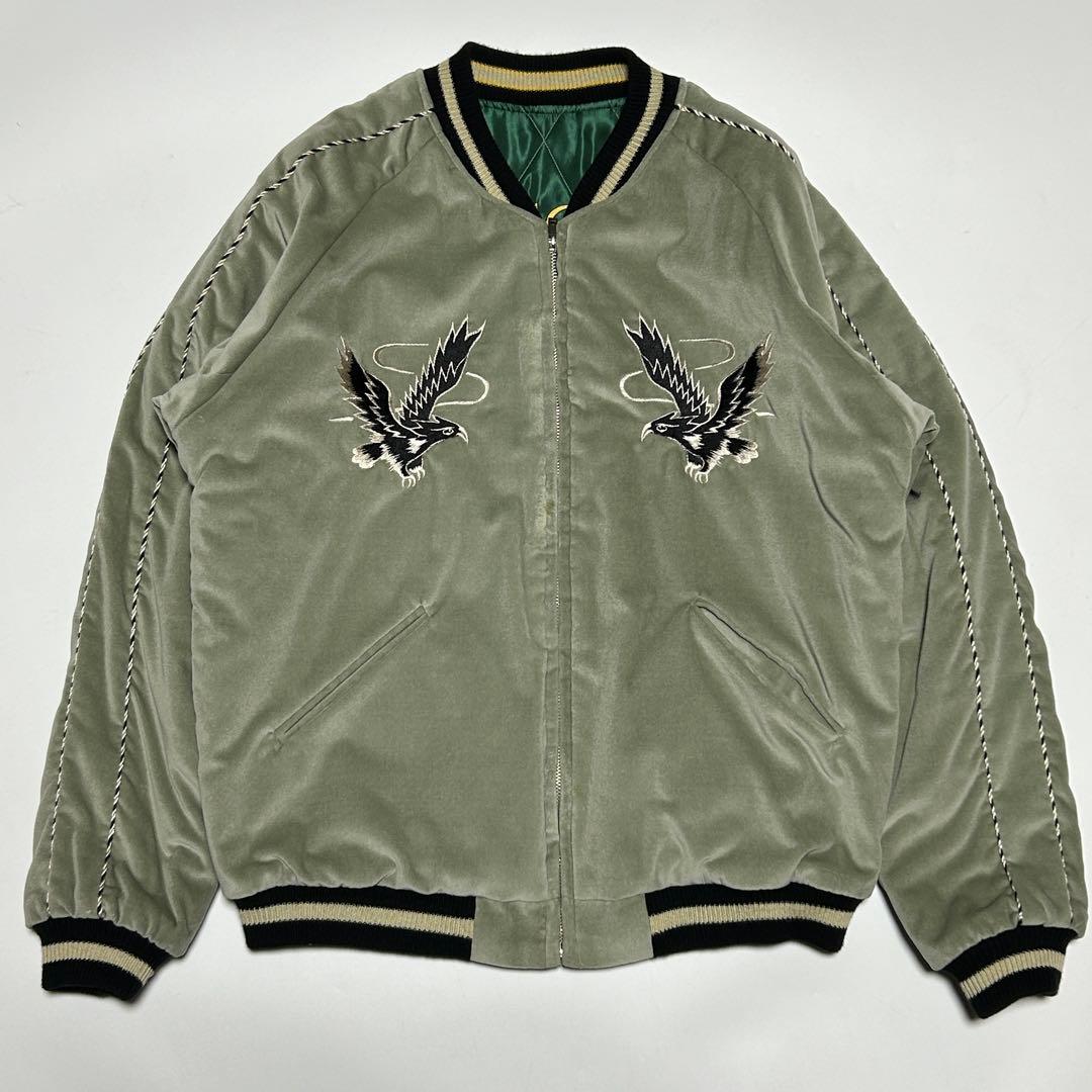 別珍/Lサイズ　TALOR TOYO　鷹　日本地図　スカジャン　近年モデル　希少