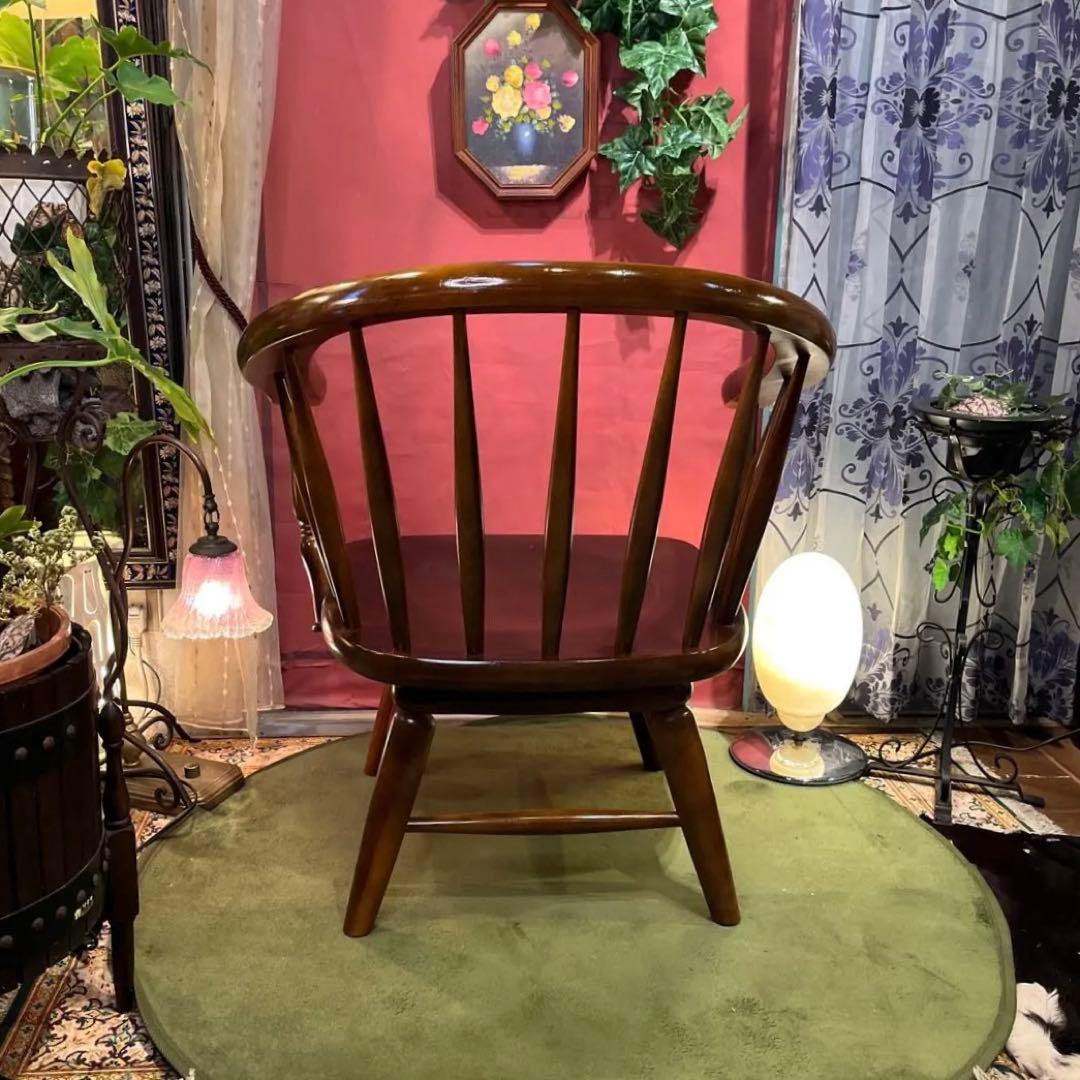 L２　オールドヴィンテージ 柏木工 ３６０度回転　ブナ無垢材　アームチェア