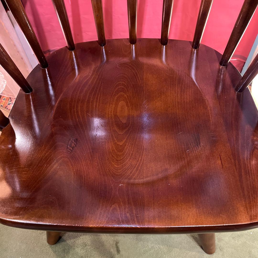 L２　オールドヴィンテージ 柏木工 ３６０度回転　ブナ無垢材　アームチェア