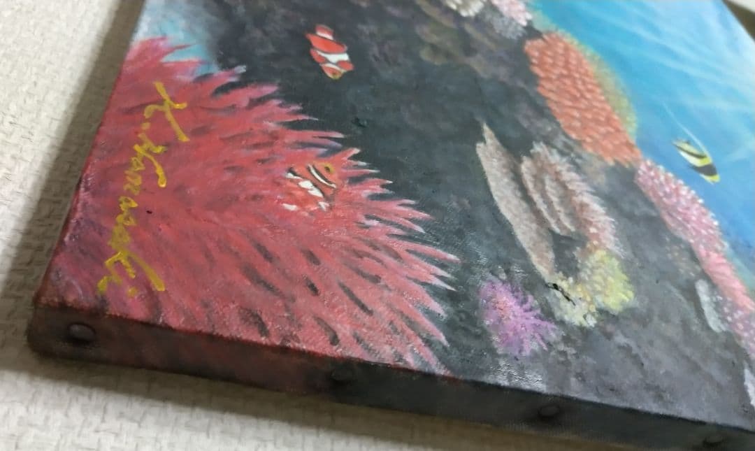 【POPON】「魚たちの海中公園」　海の中 油彩画 油絵 絵画