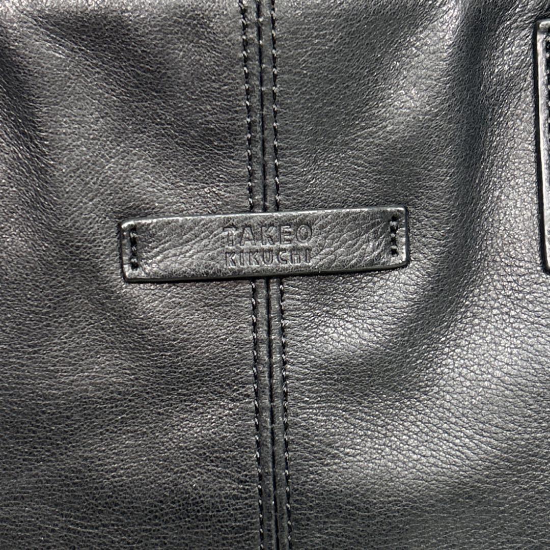 TAKEO KIKUCHI タケオキクチ トートバッグ 大容量 本革 ブラック