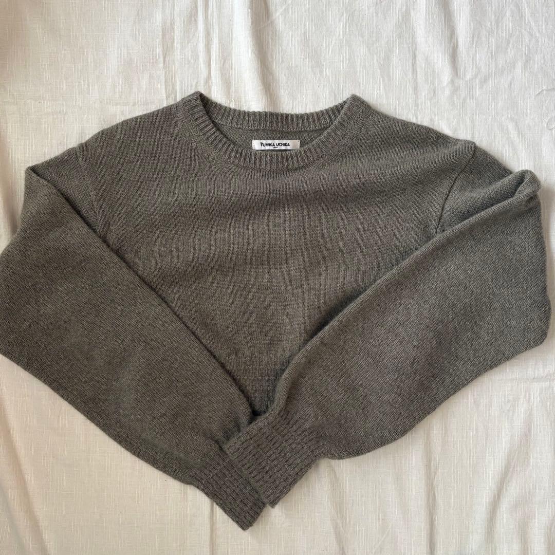 《最終値下》FUMIKA_UCHIDA/カシミヤ ショートニット セージグレー