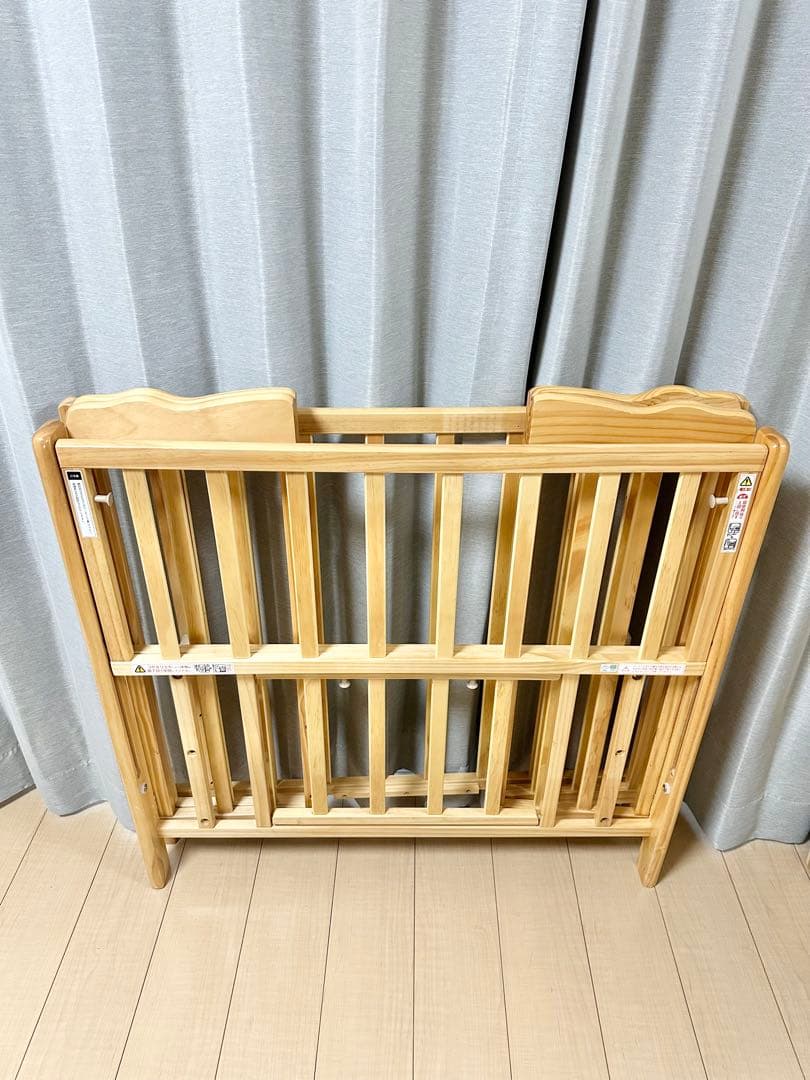 大和屋 パタン 折りたたみ ミニベビーベッド ナチュラル ②