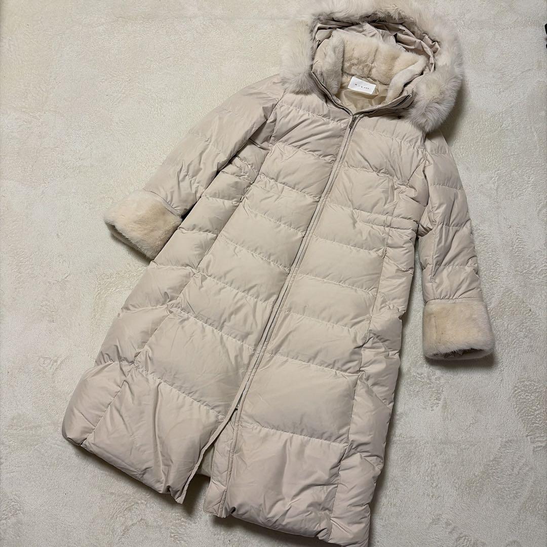 【美品】MICHAA ミシャコリア　ロングダウンジャケット　白　ミンク