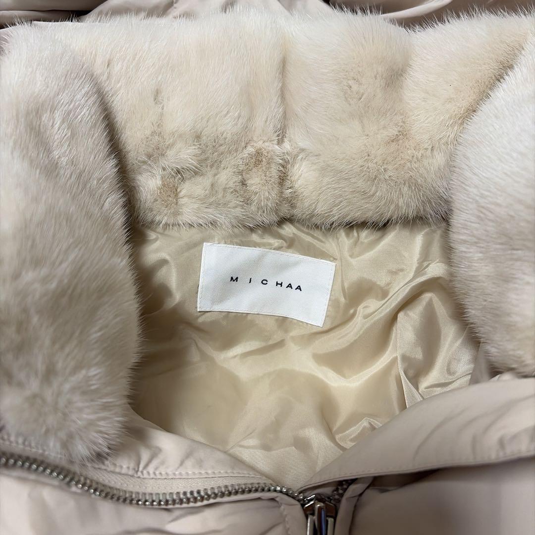【美品】MICHAA ミシャコリア　ロングダウンジャケット　白　ミンク
