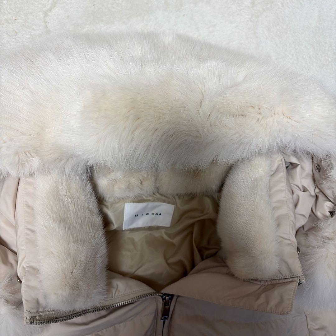 【美品】MICHAA ミシャコリア　ロングダウンジャケット　白　ミンク