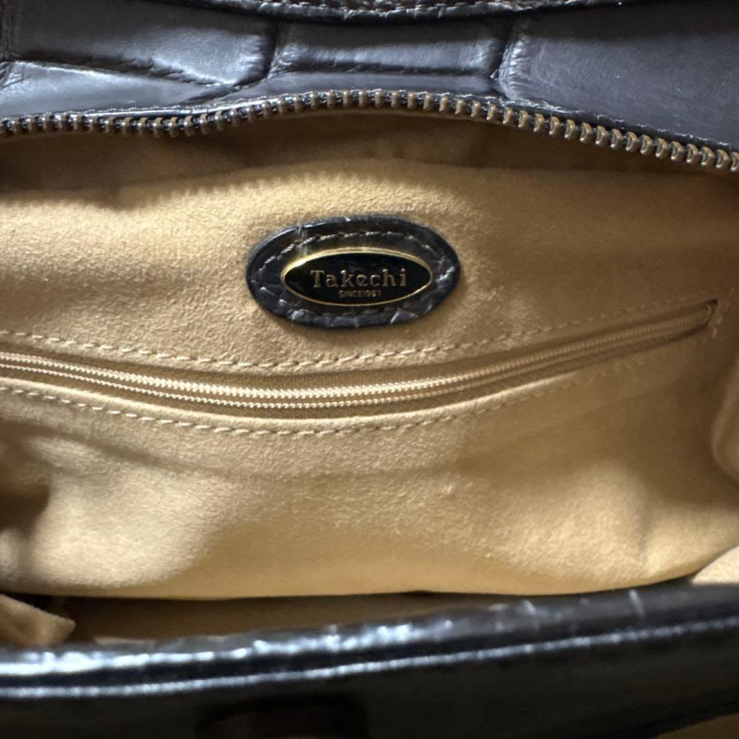 Takechi タケチ マットクロコ 本ワニ革 クロコダイルレザー ハンドバッグ