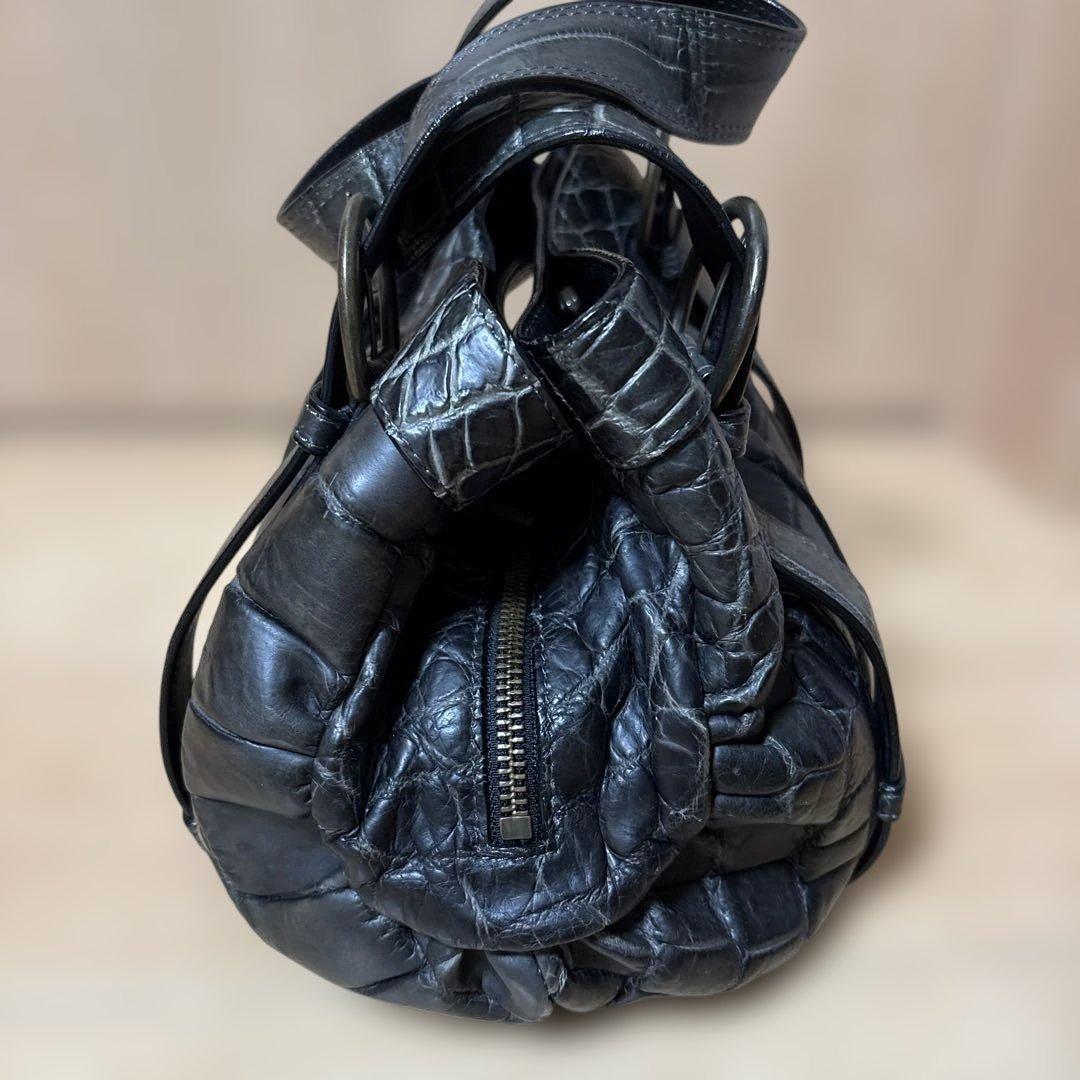 Takechi タケチ マットクロコ 本ワニ革 クロコダイルレザー ハンドバッグ